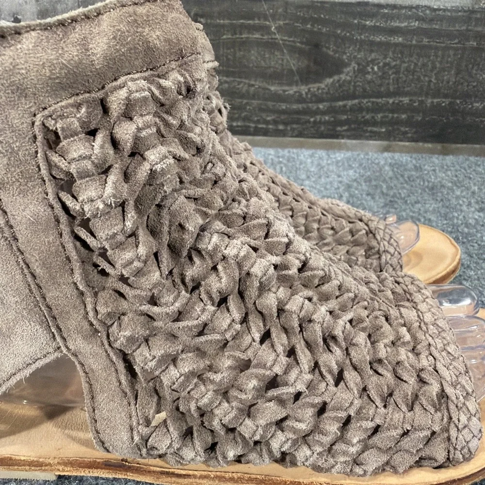 Free People Island Cruiser Woven Suede Sandals Boho Bootie Taupe EU 40 US 10